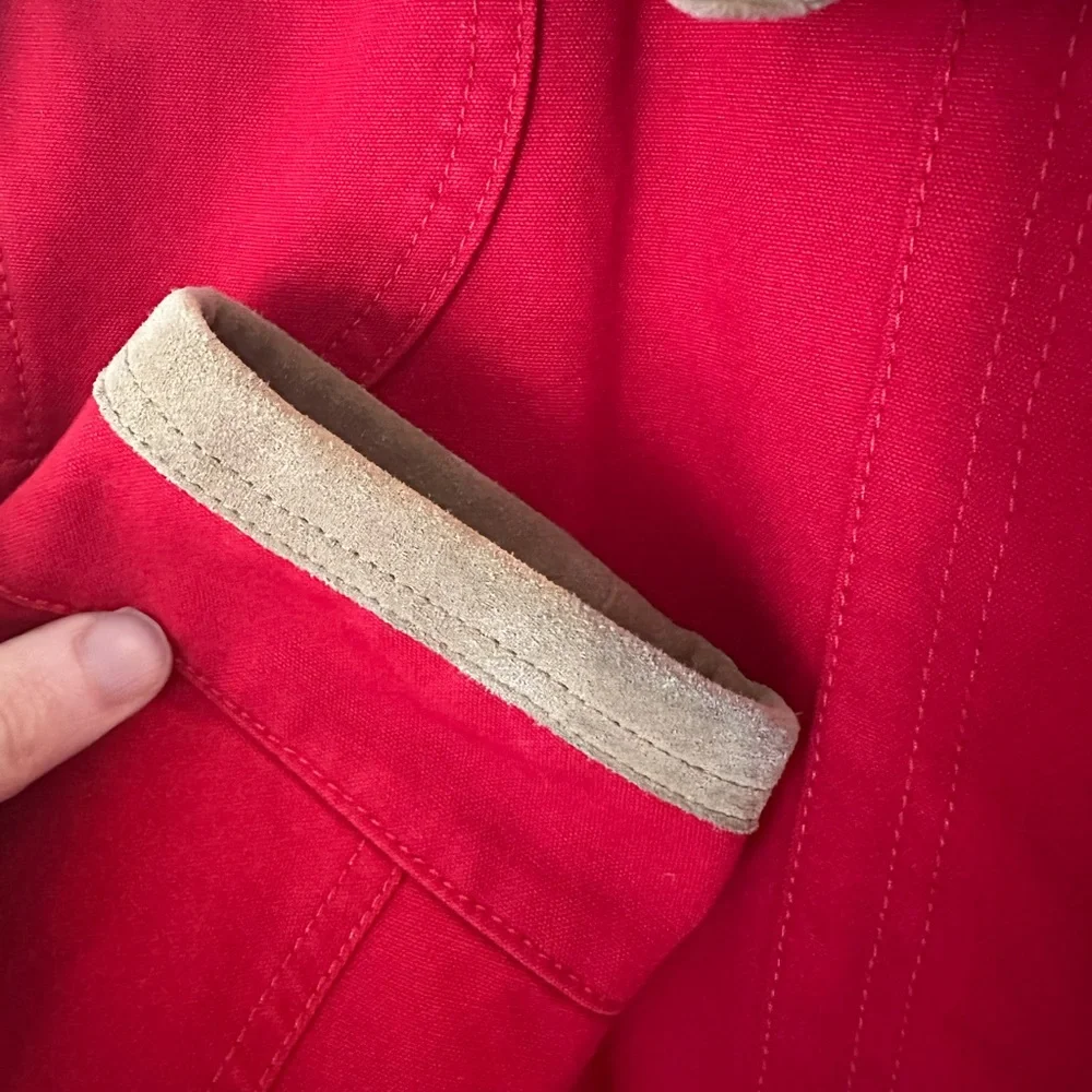 Polo Ralph Lauren Canvas Barn Jacket Women’s Small Red Cord Collar-read descr - Picture 9 of 10